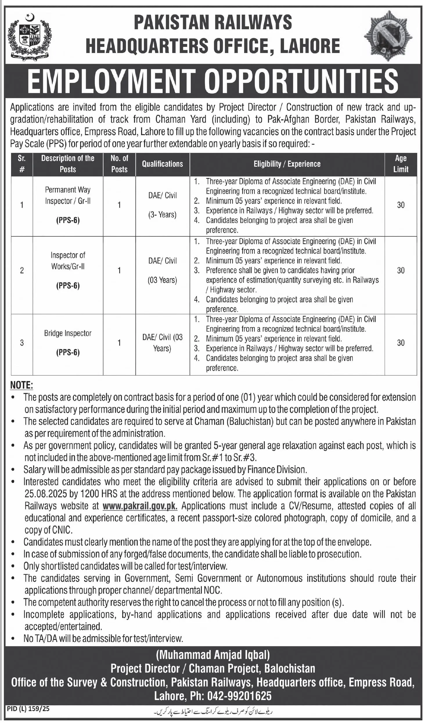 Latest Pakistan Railways Jobs 2025