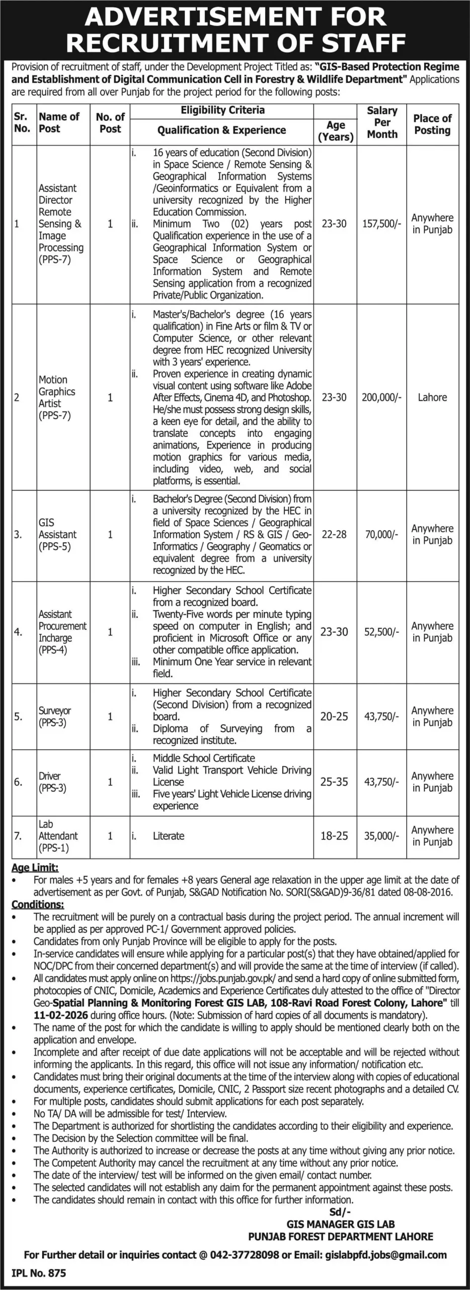 Punjab Forest Department Jobs 2026