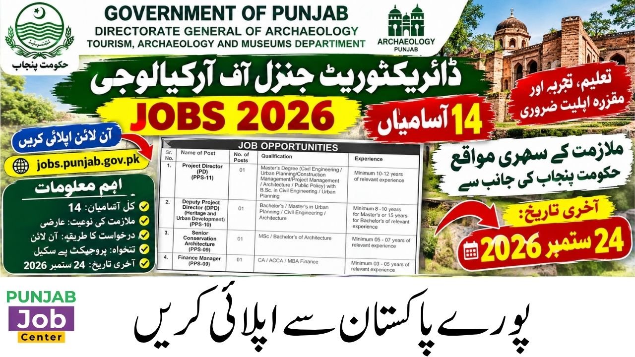 Directorate General of Archaeology Jobs 2026