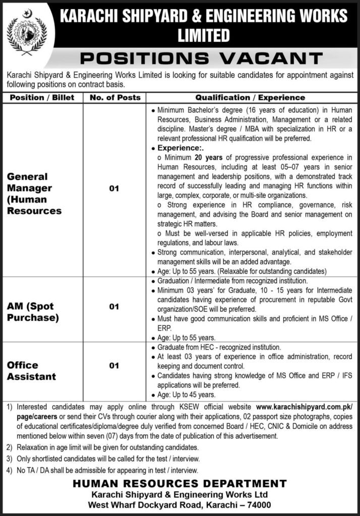 Karachi Shipyard Jobs 2026